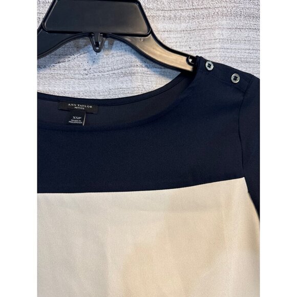 Ann Taylor XS Navy & White Colorblock Top XSP - Picture 2 of 3